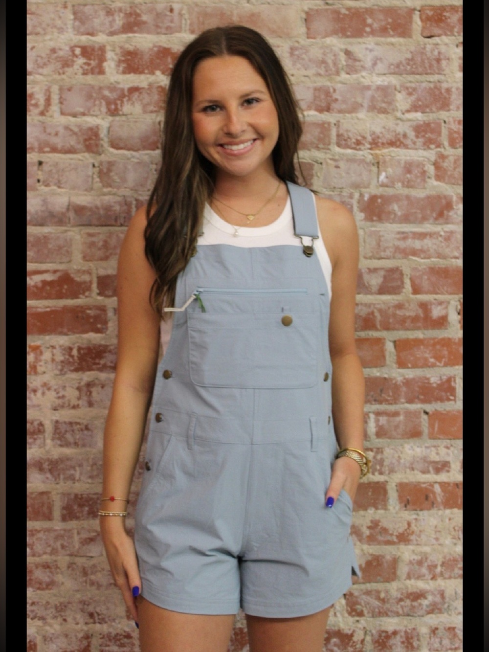 Light Blue Women's Short Overalls